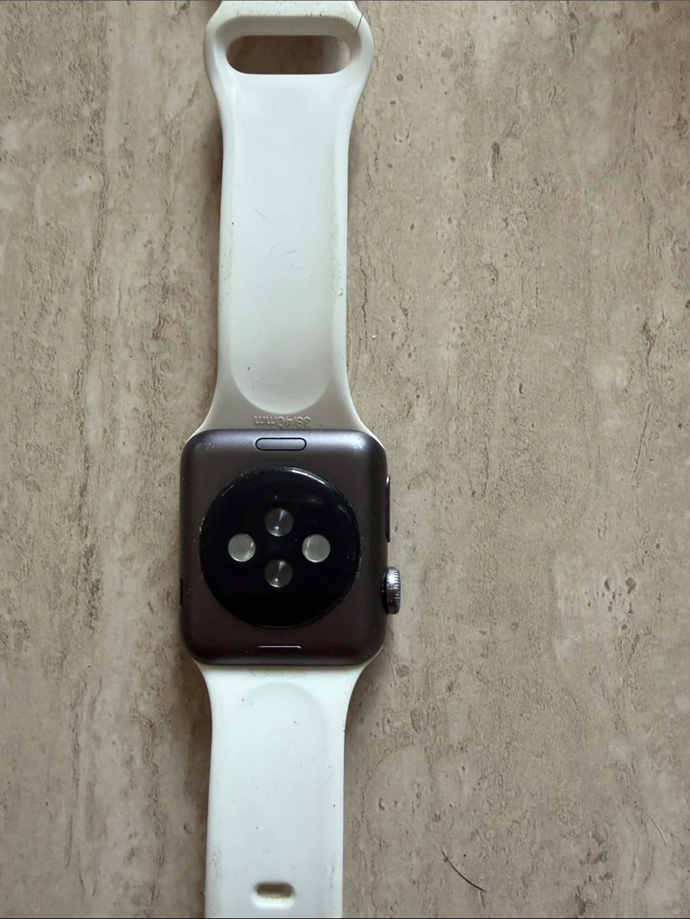 Apple Watch with White Sport Band and Black Case